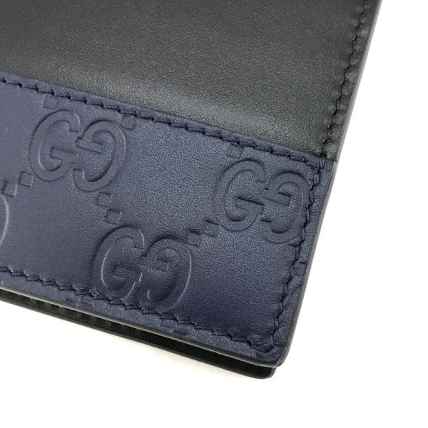 2h001681 06 Gucci Guccisima GG Pattern Leather Wallet Bifold No Coin Purse Black Dark Blue