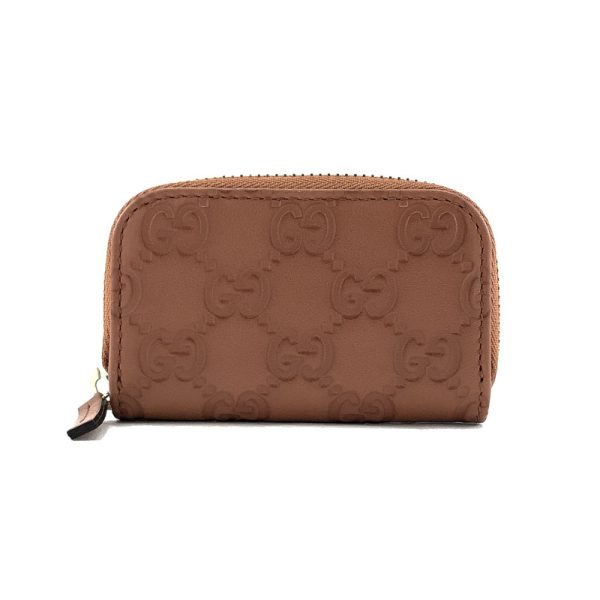 2h001764 01 Gucci Guccisima Leather Coin Case Coin Purse Interlocking G Terracotta Brown