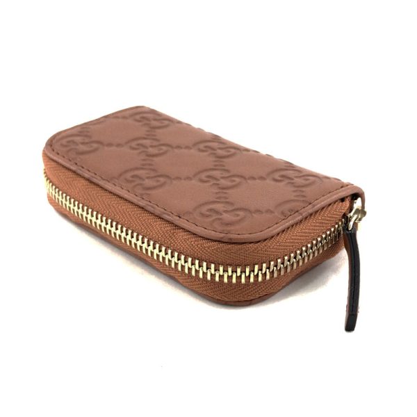 2h001764 03 Gucci Guccisima Leather Coin Case Coin Purse Interlocking G Terracotta Brown