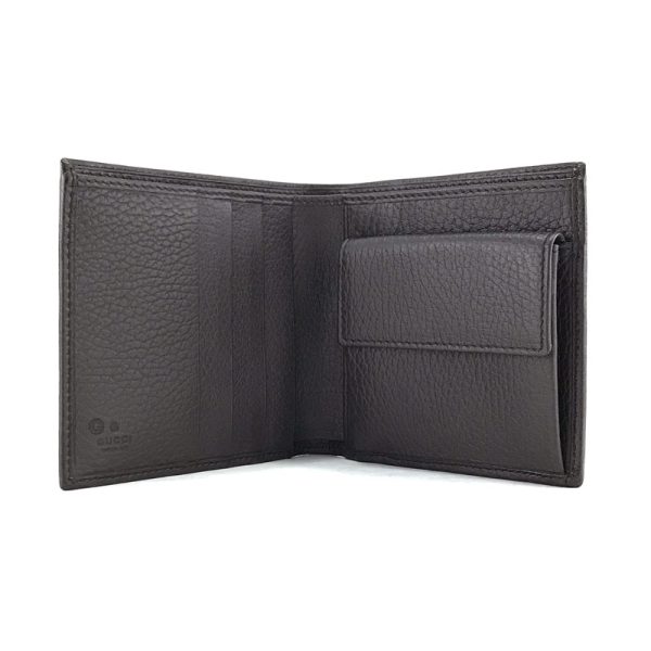 2h002055 04 Gucci G Plate Leather Wallet Bifold Dark Brown