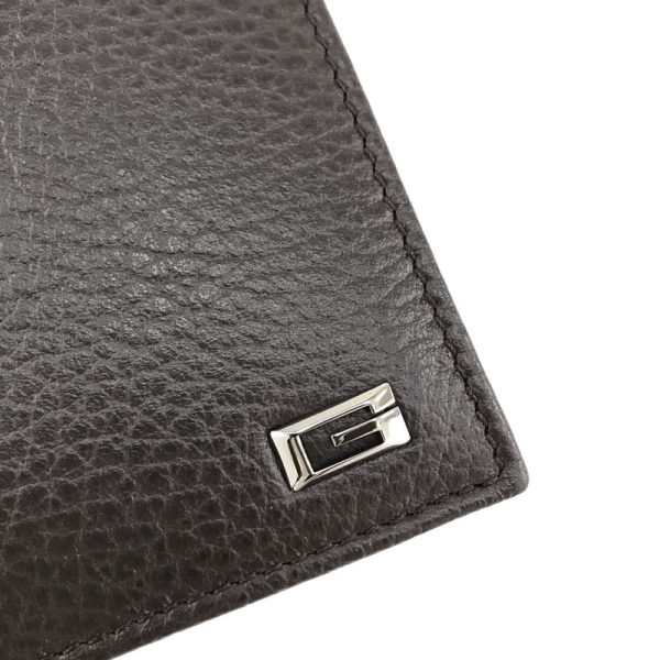 2h002055 06 Gucci G Plate Leather Wallet Bifold Dark Brown