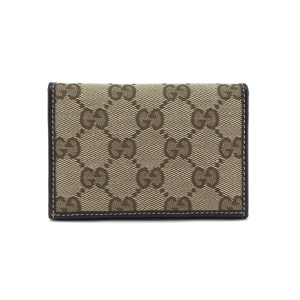 2h002535 02 Gucci Lovely Heart Motif GG Canvas Leather Card Case Business Card Holder Beige Dark Brown