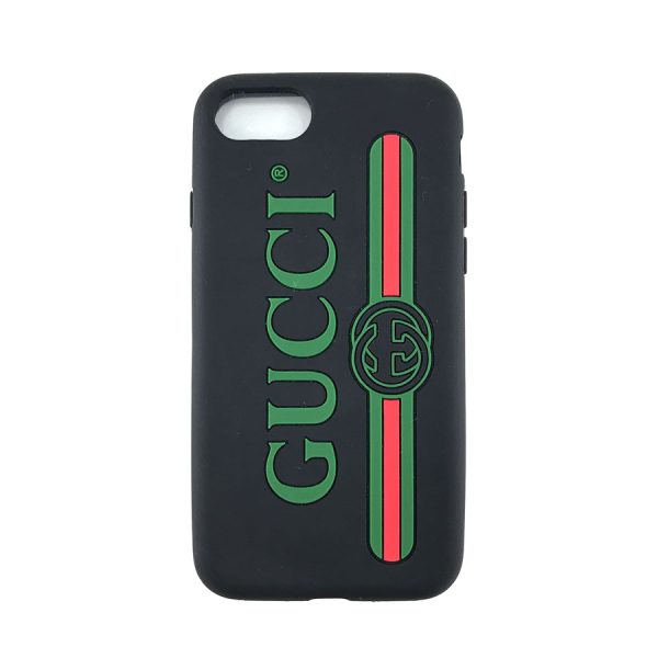 2h002937 01 Gucci Vintage Logo Silicone Rubber Case iPhone7 8 Black