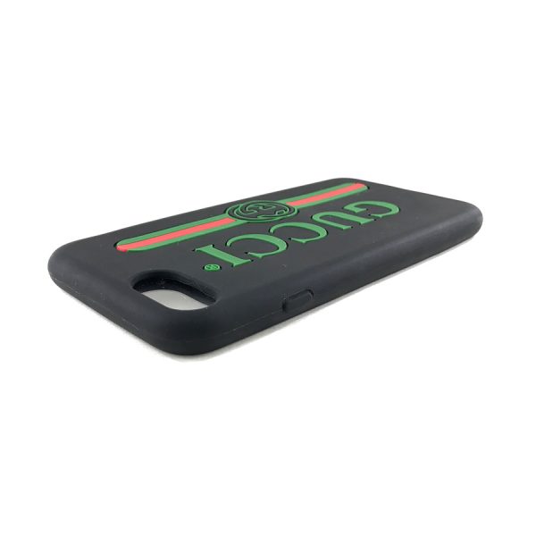 2h002937 05 Gucci Vintage Logo Silicone Rubber Case iPhone7 8 Black