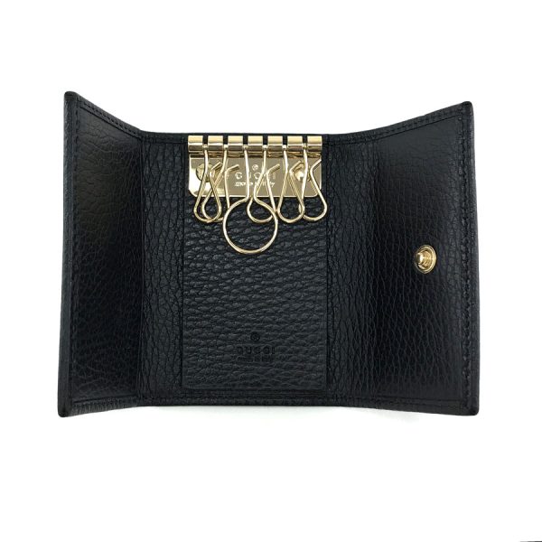 2h003072 04 Gucci Petite Marmont Leather Key Case Black