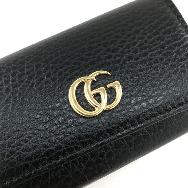 2h003072 06 Gucci Petite Marmont Leather Key Case Black