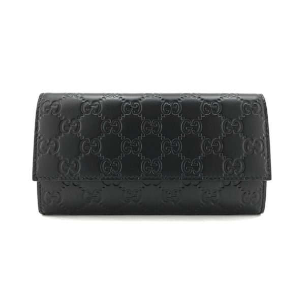 2h003124 01 Gucci Signature Leather Continental Wallet Wallet Long Bifold Flap Black