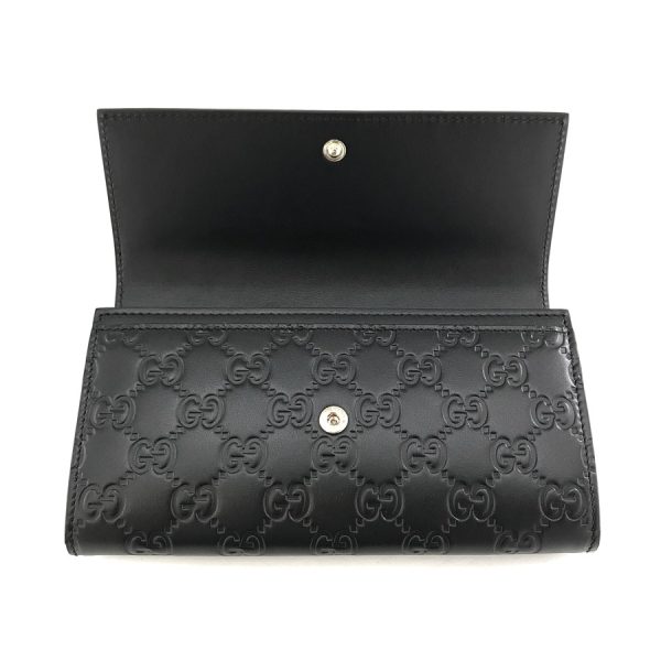 2h003124 04 Gucci Signature Leather Continental Wallet Wallet Long Bifold Flap Black