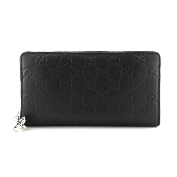 2h003253 01 Gucci GG Twins Interlocking G Guccisima Soft Leather Wallet Long Round Zipper Black