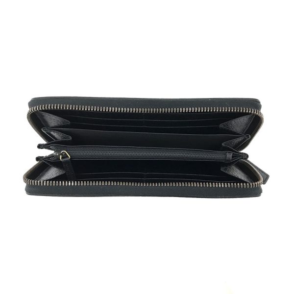 2h003262 04 Gucci Dollar Web Leather Long Wallet Black