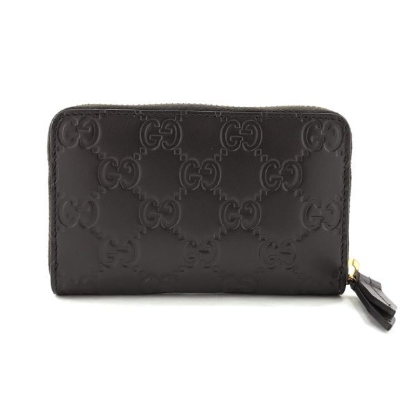 2h003264 02 Gucci GG Pattern Guccisima Leather Card Case Coin Case Business Card Holder Round Zipper Dark Brown