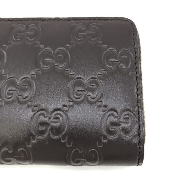 2h003264 05 Gucci GG Pattern Guccisima Leather Card Case Coin Case Business Card Holder Round Zipper Dark Brown