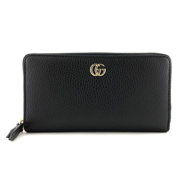 2h003298 01 Gucci Petite Marmont Leather Long Wallet Black