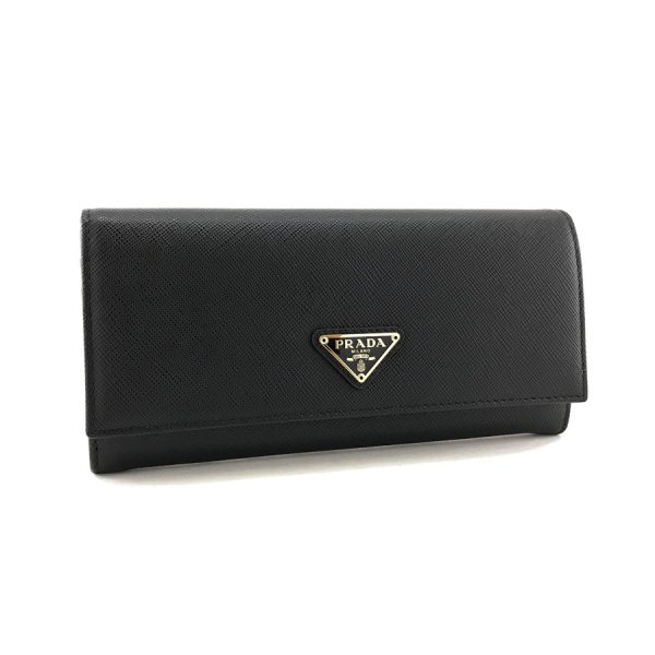 2h003299 01 Prada Long Wallet Leather Black