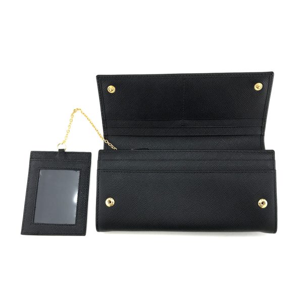 2h003299 03 Prada Long Wallet Leather Black