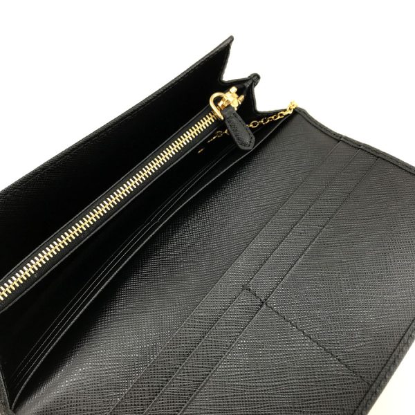 2h003299 04 Prada Long Wallet Leather Black