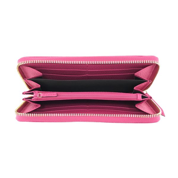 2h003595 04 Gucci GG Marmont Leather Long Wallet Pink