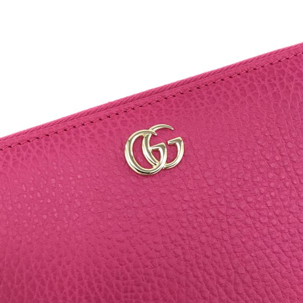 2h003595 06 Gucci GG Marmont Leather Long Wallet Pink