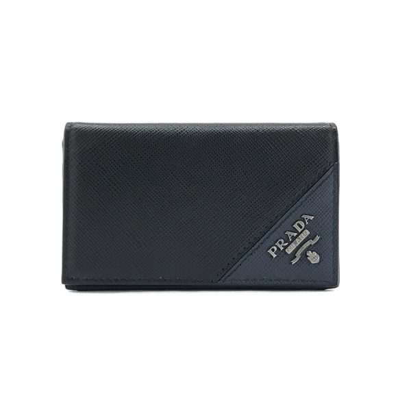 2h003716 01 Prada Saffiano Leather Card Case Black Blue