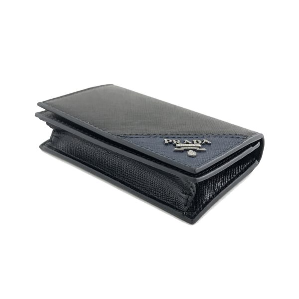 2h003716 03 Prada Saffiano Leather Card Case Black Blue