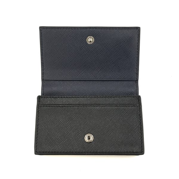 2h003716 04 Prada Saffiano Leather Card Case Black Blue