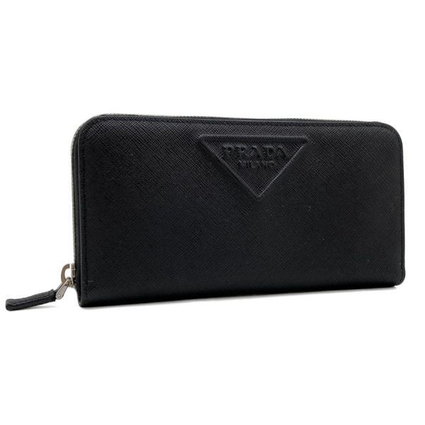 2ml317 2d1q f0002 01 Prada Saffiano Embossed Leather Long Wallet Black