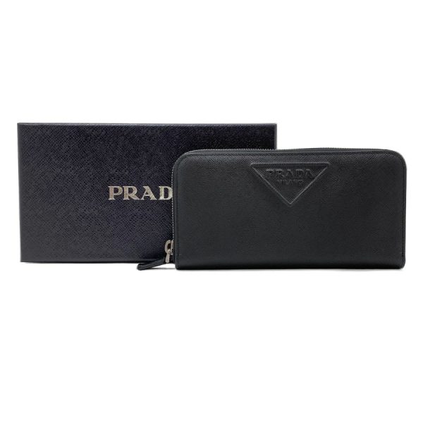 2ml317 2d1q f0002 07 Prada Saffiano Embossed Leather Long Wallet Black