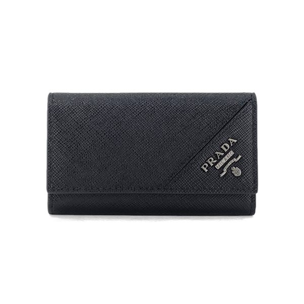 2pg222 qme f0002 01 Prada Saffiano Leather Key Case Black