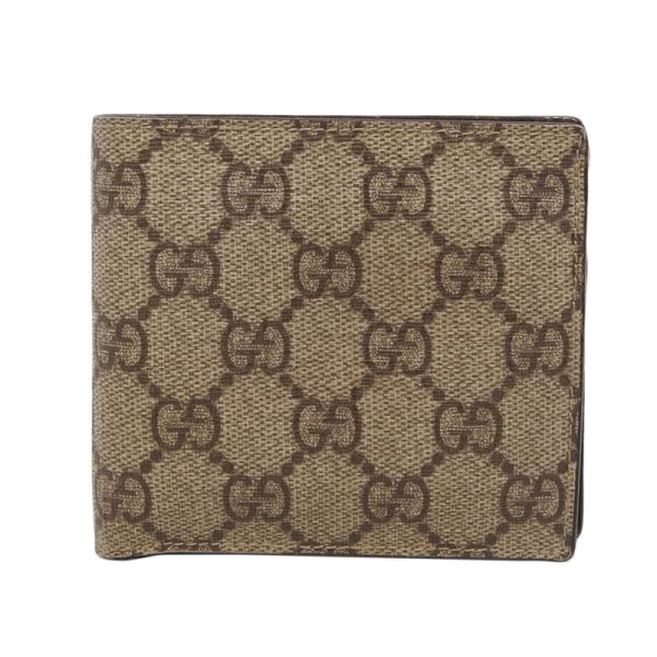 3 840 0081 1 Gucci GG Pattern Bi Fold Wallet Beige