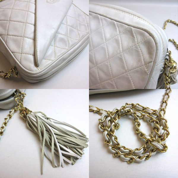 3 cha221105 1ta 04 Chanel Matelasse Fringe Tassel Chain Shoulder Bag White