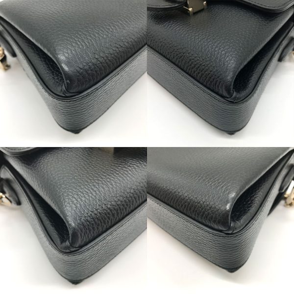 3 gu231111 2u 03 Gucci Interlocking G Chain Leather Shoulder Bag Black