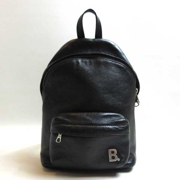 3 ot230615 1u Balenciaga Rucksack Logo Backpack Leather Black