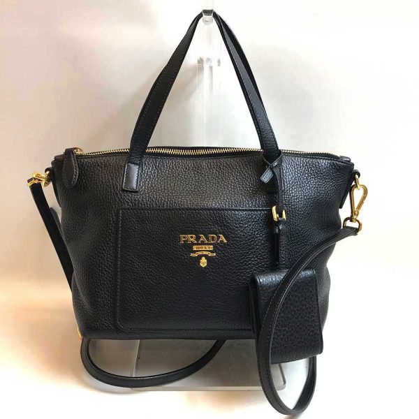 3 pr230901 1m Prada Logo Leather Handbag Black