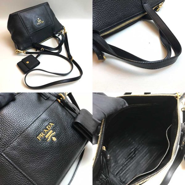 3 pr230901 1m 03 Prada Logo Leather Handbag Black