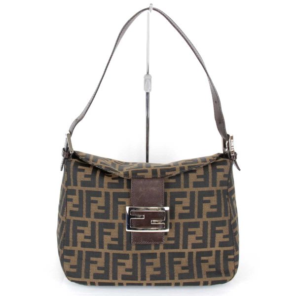 3005230905849t 1 Fendi Zucca Canvas Mamma Bucket Shoulder Bag Brown