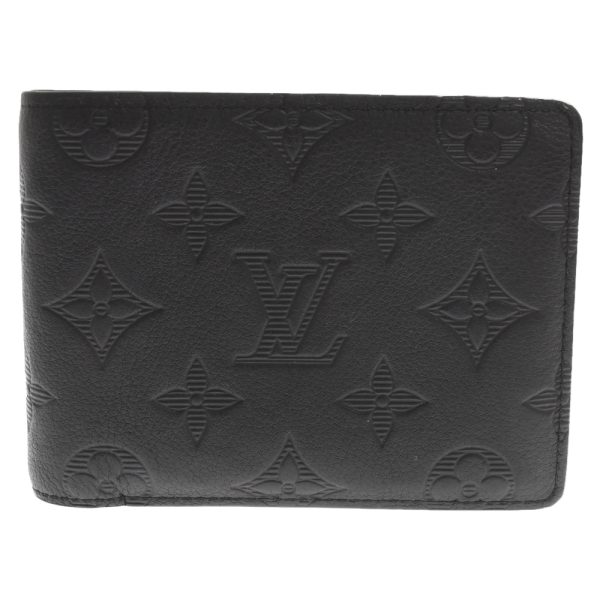 3024c190001 1 Louis Vuitton Monogram Shadow Portefeuille Multiple Wallet Leather Black