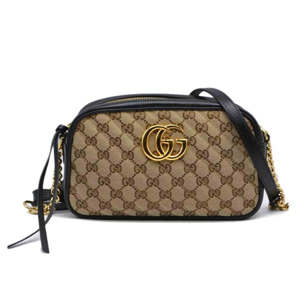 30465 1 Gucci GG Canvas Marmont Chain Leather Shoulder