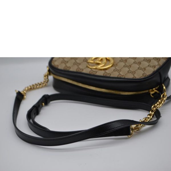 30465 5 Gucci GG Canvas Marmont Chain Leather Shoulder