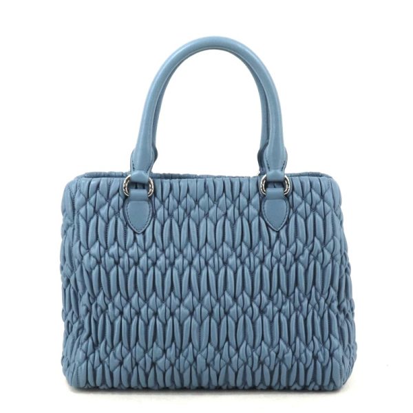 30536 1 Miumiu Nappa Leather Crystal Matelasse Tote Shoulder Bag Blue Silver