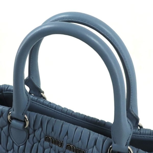 30536 4 Miumiu Nappa Leather Crystal Matelasse Tote Shoulder Bag Blue Silver