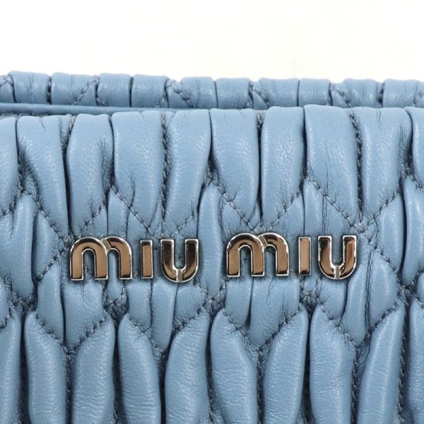 30536 5 Miumiu Nappa Leather Crystal Matelasse Tote Shoulder Bag Blue Silver