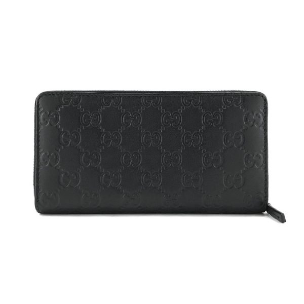 307980 a0v1g 1000 02 Gucci Metal Bar GG Pattern Guccisima Leather Wallet Long Round Zipper Black