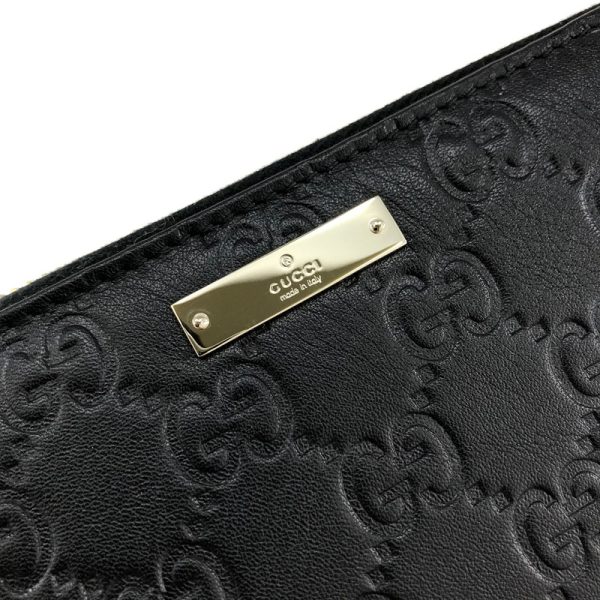 307980 a0v1g 1000 06 Gucci Metal Bar GG Pattern Guccisima Leather Wallet Long Round Zipper Black