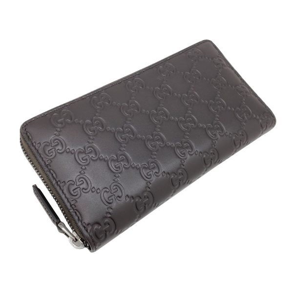 307987 cwc1r 2140 04 Gucci Signature Leather Avel Guccisima Pattern Wallet Long Round Zipper Brown