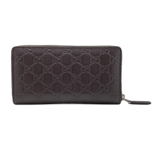 307987 cwc1r 2140 2 Gucci Signature Leather Avel Guccisima Pattern Wallet Long Round Zipper Brown