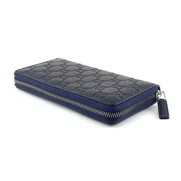 307987 cwc1r 4009 03 Gucci Avel Guccisima Pattern Leather Wallet Long Round Zipper Navy