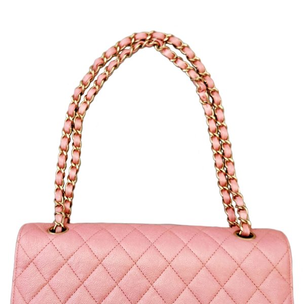 3086051029101 11 Chanel Matelasse Double Flap Chain Leather Clutch Bag Pink