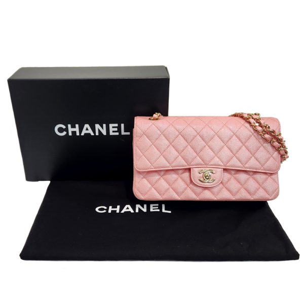 3086051029101 12 Chanel Matelasse Double Flap Chain Leather Clutch Bag Pink