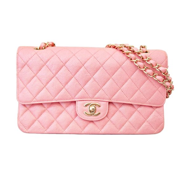 3086051029101 14 Chanel Matelasse Double Flap Chain Leather Clutch Bag Pink