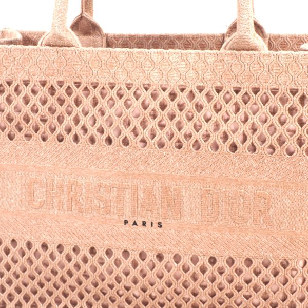 3100568 8n 2 Christian Dior Mesh Canvas Square Book Tote Bag Pink